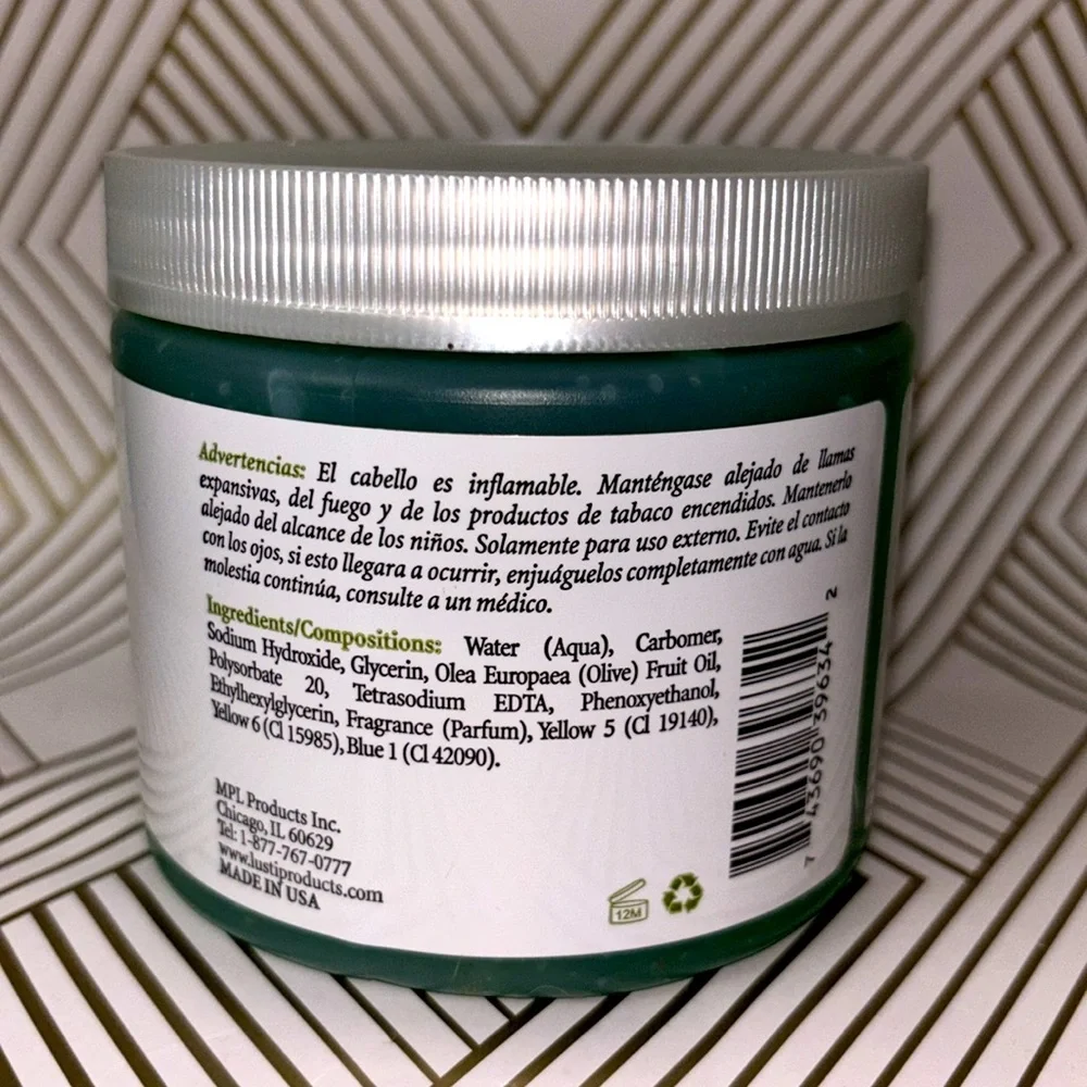 LUSTI OLIVE OIL STYLING GEL. Excellent fast drying and no flaking.